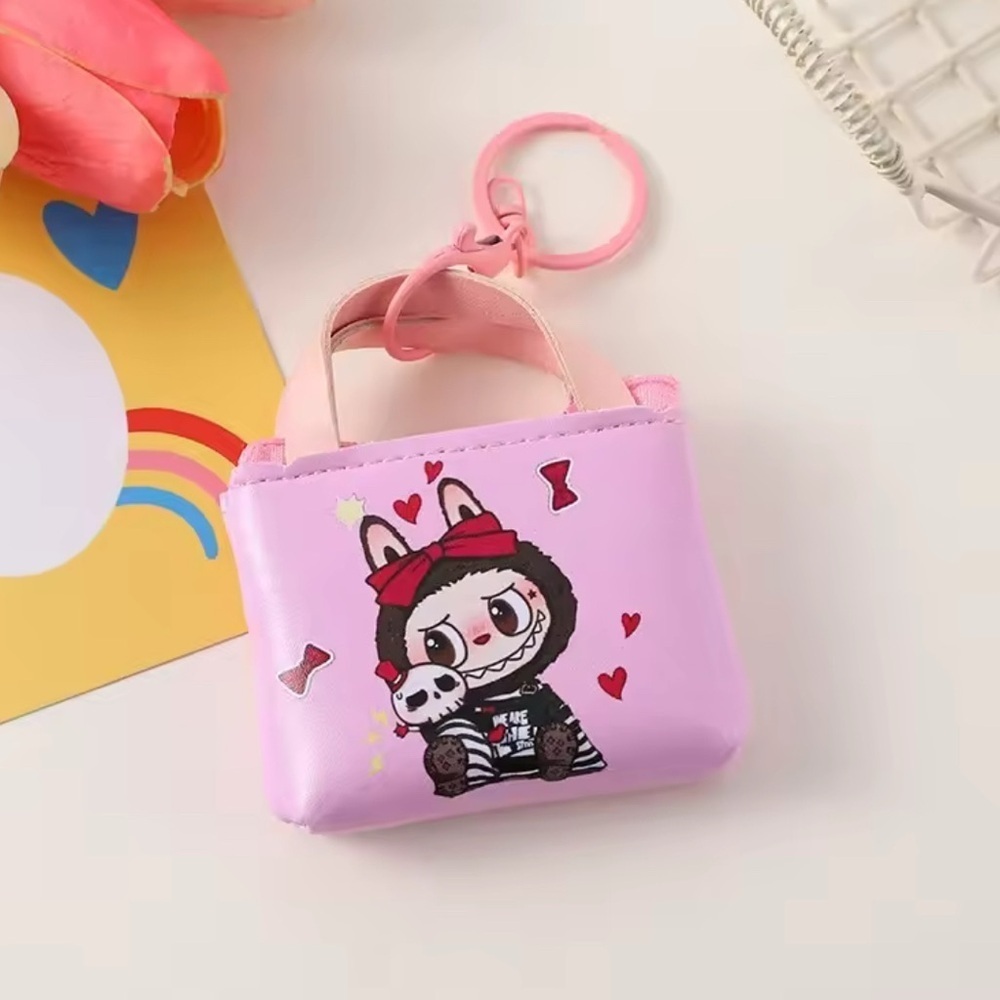 Labubu Theme Coin Purse/ Handbag Charm Keychain Zimomo TyCoco Doll Skeleton Suit - Picture 4 of 5